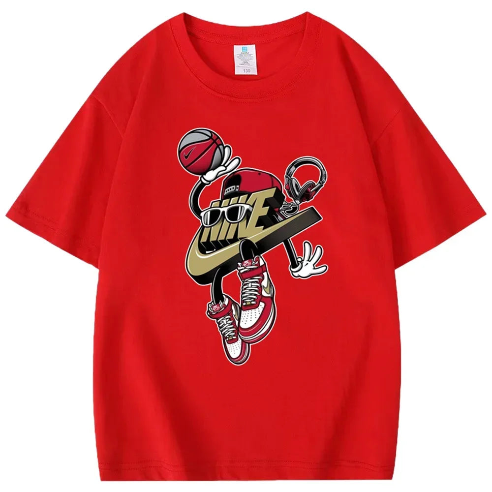 2025 Spring and Summer New Round  Solid Color Brand Short Sleeve T-shirt Light Luxury with Simple Casual Shirt Ins Tide