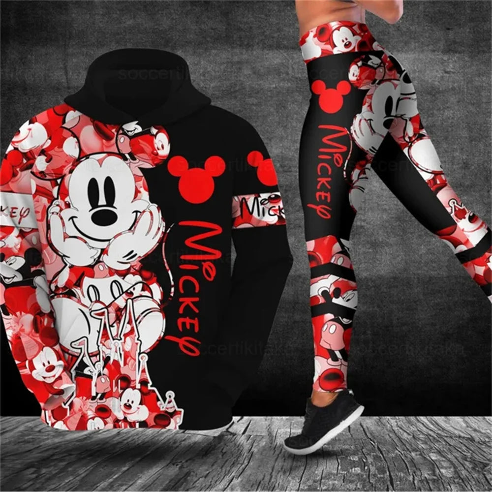 Customized Name Mickey Hoodie Women Hoodie Set Mickey Yoga Pants Sweatpants Women Disney Yoga Hoodie Leggings Fashion Sportswear