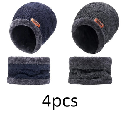 Winter Hats Knit Cap Men And Women Velvet Hat Coral Fleece Scarf Outdoor Riding Hat Warm Thickening Plus Velvet Neck Protect Cap