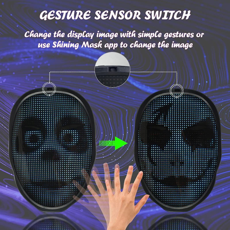 LED Mask Bluetooth APP Programmable Halloween Face