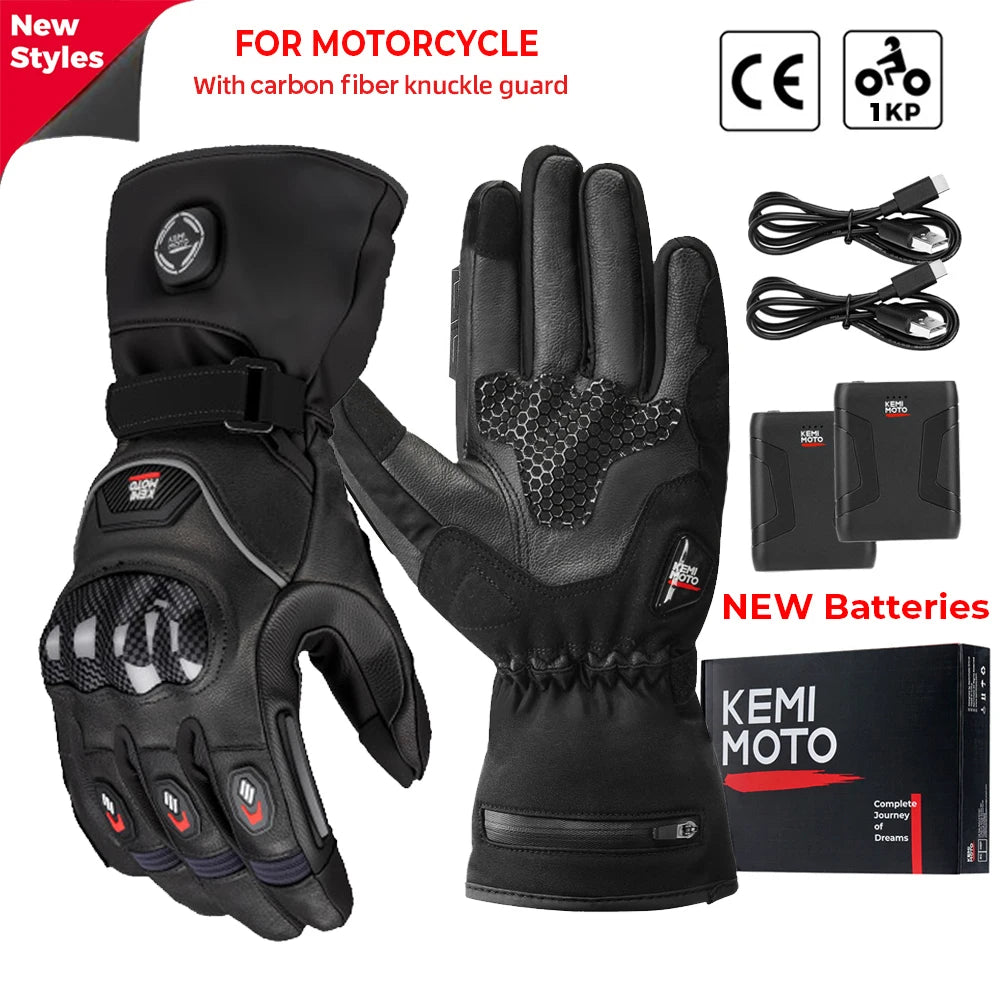 Motorcycle Heated Gloves Touch Screen Winter Warm Skiing Gloves Waterproof Rechargeable Heating Thermal Gloves For Snowmobile