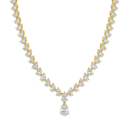 Pear Cut Moissanite Necklace S925 Silver 18K Gold Plated