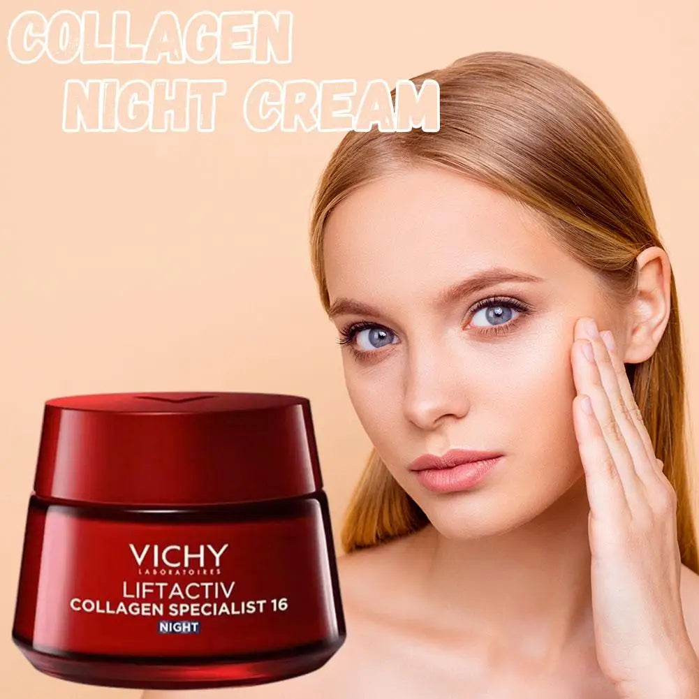 Vichy Collagen 50ml 16 Days Anti-Aging Firming Cream - Deeply Moisturizing Reduces Wrinkles Brightens Revitalizes Daily Facial