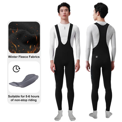 INBIKE Winter Cycling Bib Pants Thermal Fleece Men's MTB Cycling Clothing 3D Padded Cold Weather Bike Bib Tights Legging Clothes