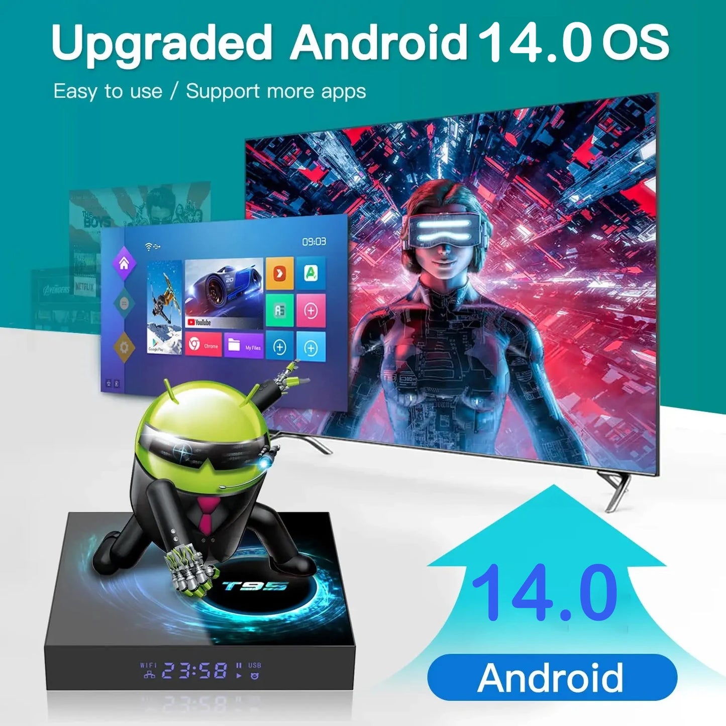 Smart TV Box 2025 T95 Plus HD 6K Android 14 Allwinner H616 4GB 64GB 128GB Dual Wifi Mediaplayer PK X96Max Plus H96 Set Top Box