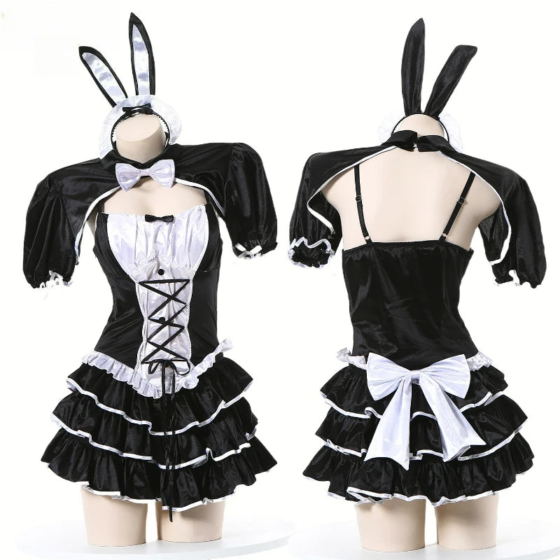 Halloween Sexy Rabbit Girl Lingerie Dress Bow Lingerie Set Anime Uniform Women Outfits Cosplay Costume Halloween Carnival Suit