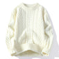 Men's Clothing Autumn Winter Flocking Solid Color Pullover Lantern Long Sleeve O-Neck Sweater Knitted England Style Stylish Tops