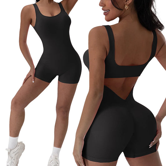 Backless Yoga Jumpsuit U-Neck Sleeveless Women Bodysuit