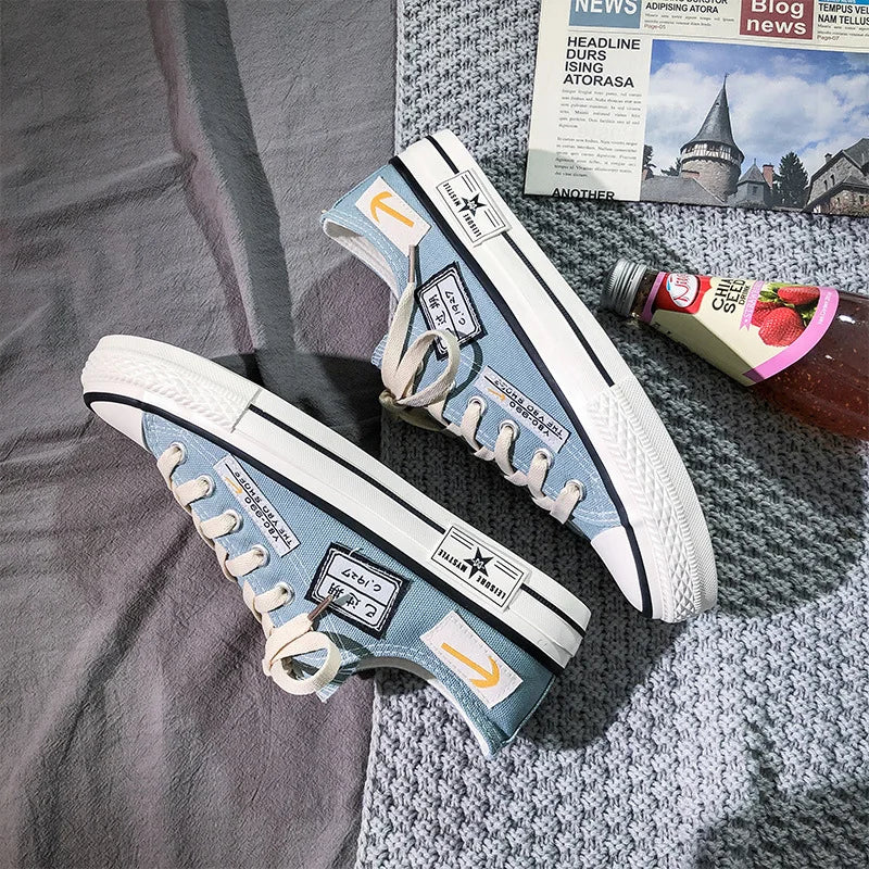 Men's Flat Canvas Shoes Casual Style Breathable Flex Sneakers