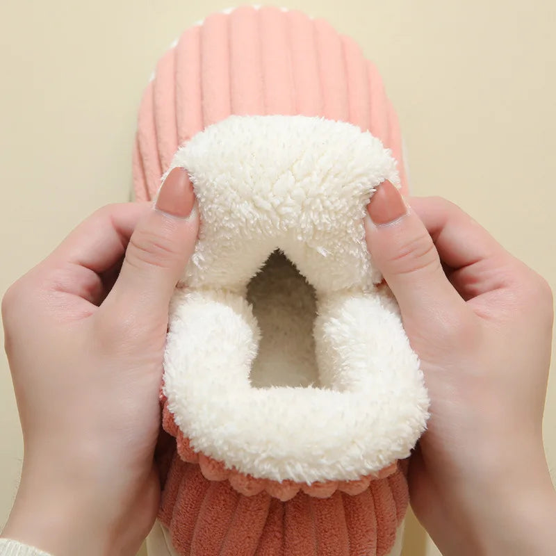 Soft Sole Fur Slippers Women Winter Warm Fuzzy Plush Shoes