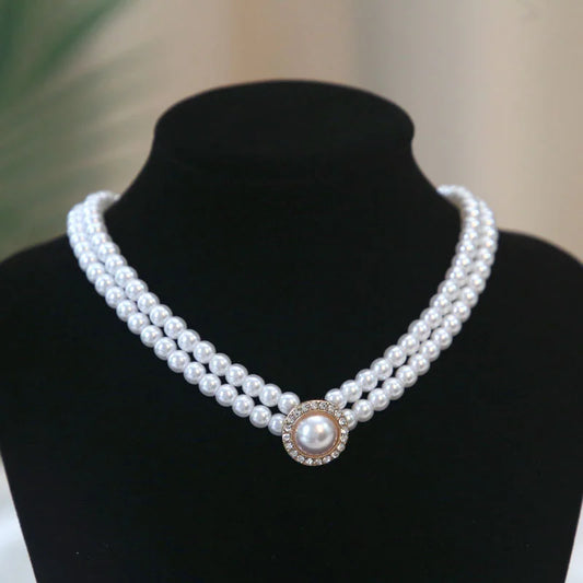 New Baroque Pearl Choker Necklace For Women Luxury Wedding Party Triple-layer Beaded Necklace Torques Ladies Trendy Jewelry Gift - Teglex