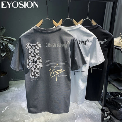Polo-Shirts High Street Bären-Print Freizeit Kurzarm Umlegekragen Ropa Hombre Camisetas