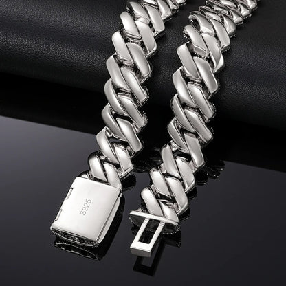 925 Sterling Silver 20mm 3 Row Cubic Zircon Men Cuban Chain Iced Out High Quality Hip Hop Jewelry Gift Dropshipping