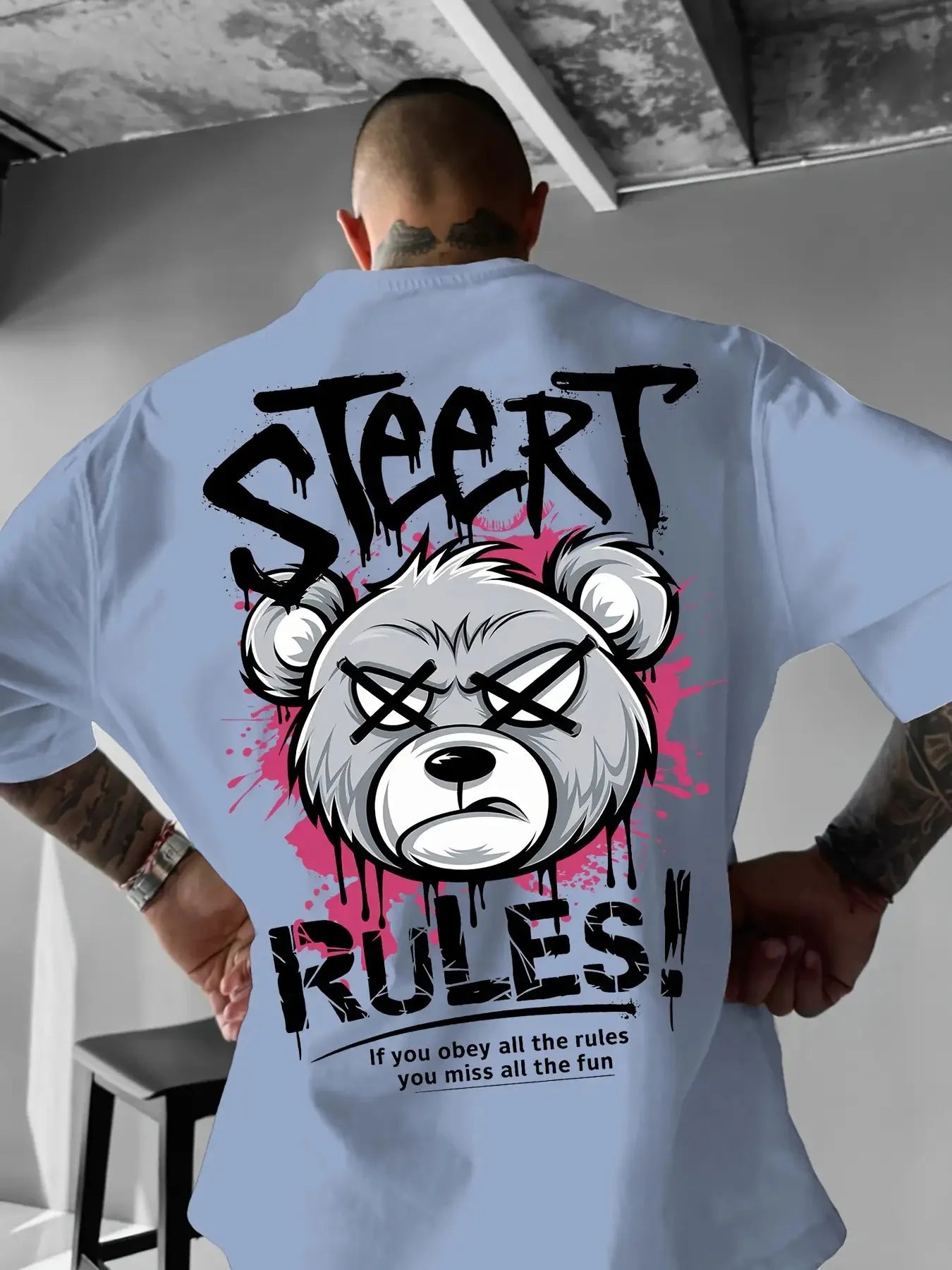 Men's Angry Bear Print T-Shirt | Breathable Street Top