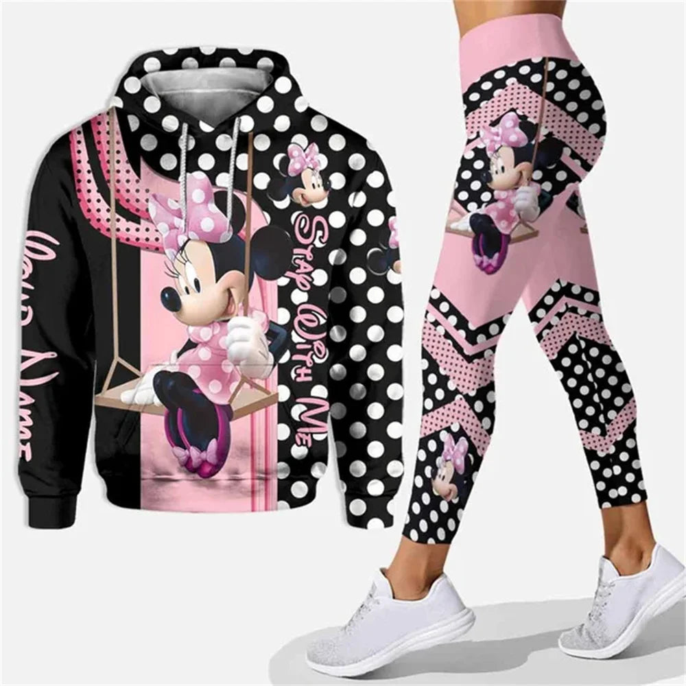 Customized Name Mickey Hoodie Women Hoodie Set Mickey Yoga Pants Sweatpants Women Disney Yoga Hoodie Leggings Fashion Sportswear
