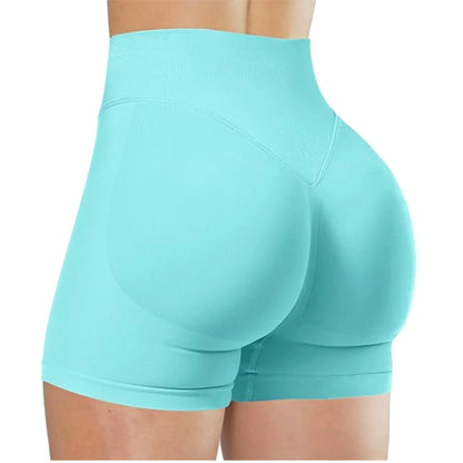 Women's Summer High Waist Yoga Shorts | Solid Color Running Fitness
