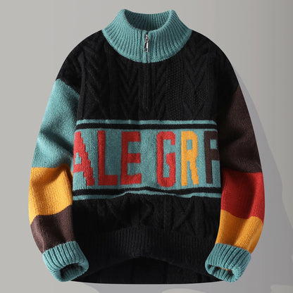 Herbst/Winter Modetrend Retro Sport Dicker Warmer Strickpullover Herren Locker Bequem Große Größe Hochwertiger Pullover