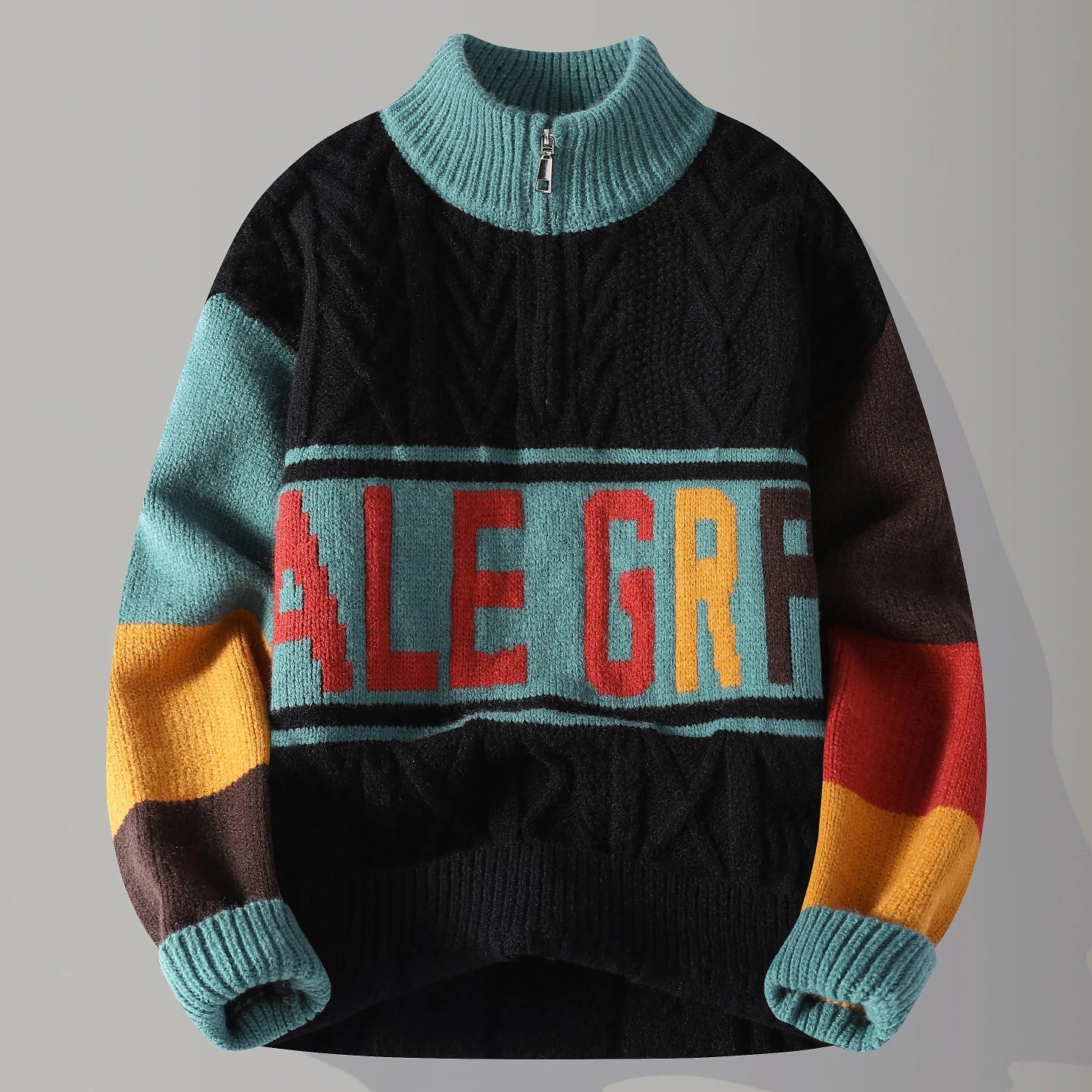Herbst/Winter Modetrend Retro Sport Dicker Warmer Strickpullover Herren Locker Bequem Große Größe Hochwertiger Pullover