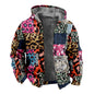Herbst Winter Fleece Zip-Up Hoodies Original Leopard Patchwork Digitaldruck Herren Parka Mantel Jacken Oberbekleidung Sweatshirts Street