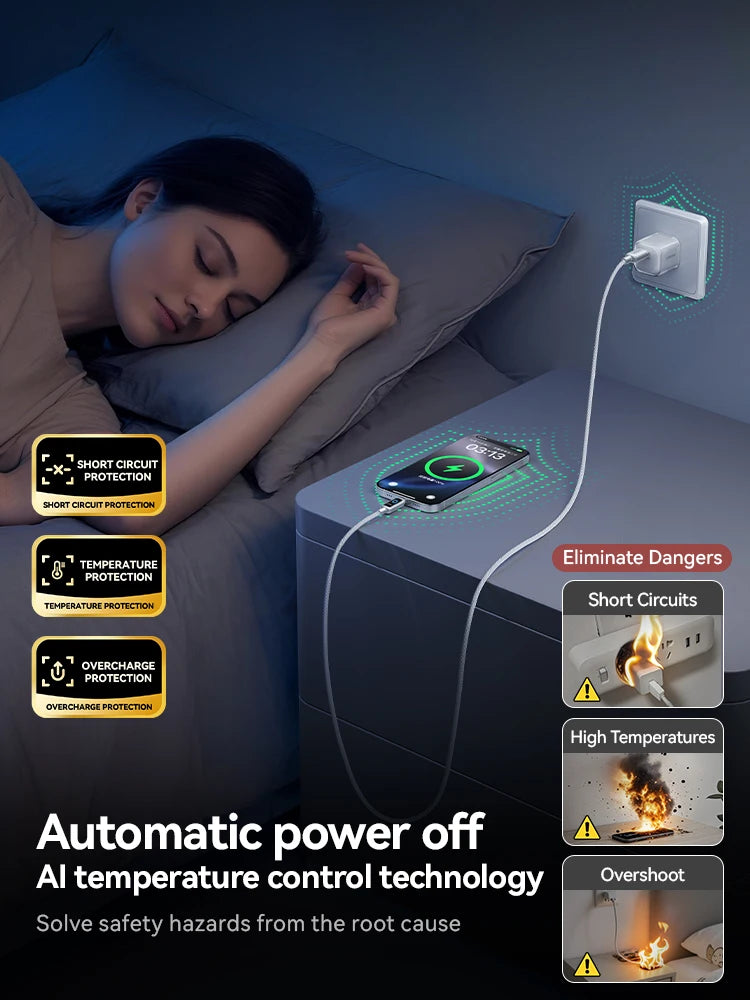 Joyroom 100W USB C Kabel Automatische Abschaltung Schnellladekabel Typ C für iPhone 16 15 Pro Max Xiaomi Samsung S-A55