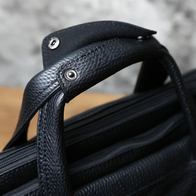 Fashion Leder Herren Aktentasche Top-Layer Rindsleder Business Handtasche Casual Umhängetasche für 15 Zoll Laptop Tasche NZPJ