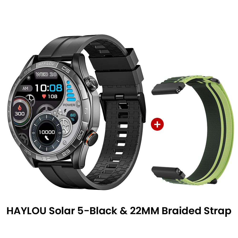 HAYLOU Solar 5 Sprachruf Smartwatch 1,58'' AMOLED Display 60Hz Smart Watch 24H Gesundheitsüberwachung Sport-Smartwatch für Herren