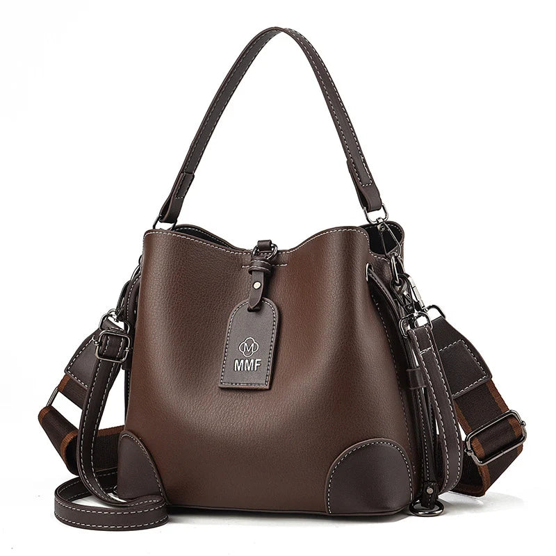 TRAVEASY Women's Vintage Bucket Bag 2025 New Large Capacity Crossbody Shoulder Bag Fashion Stylish Spacious Handbag for Women
