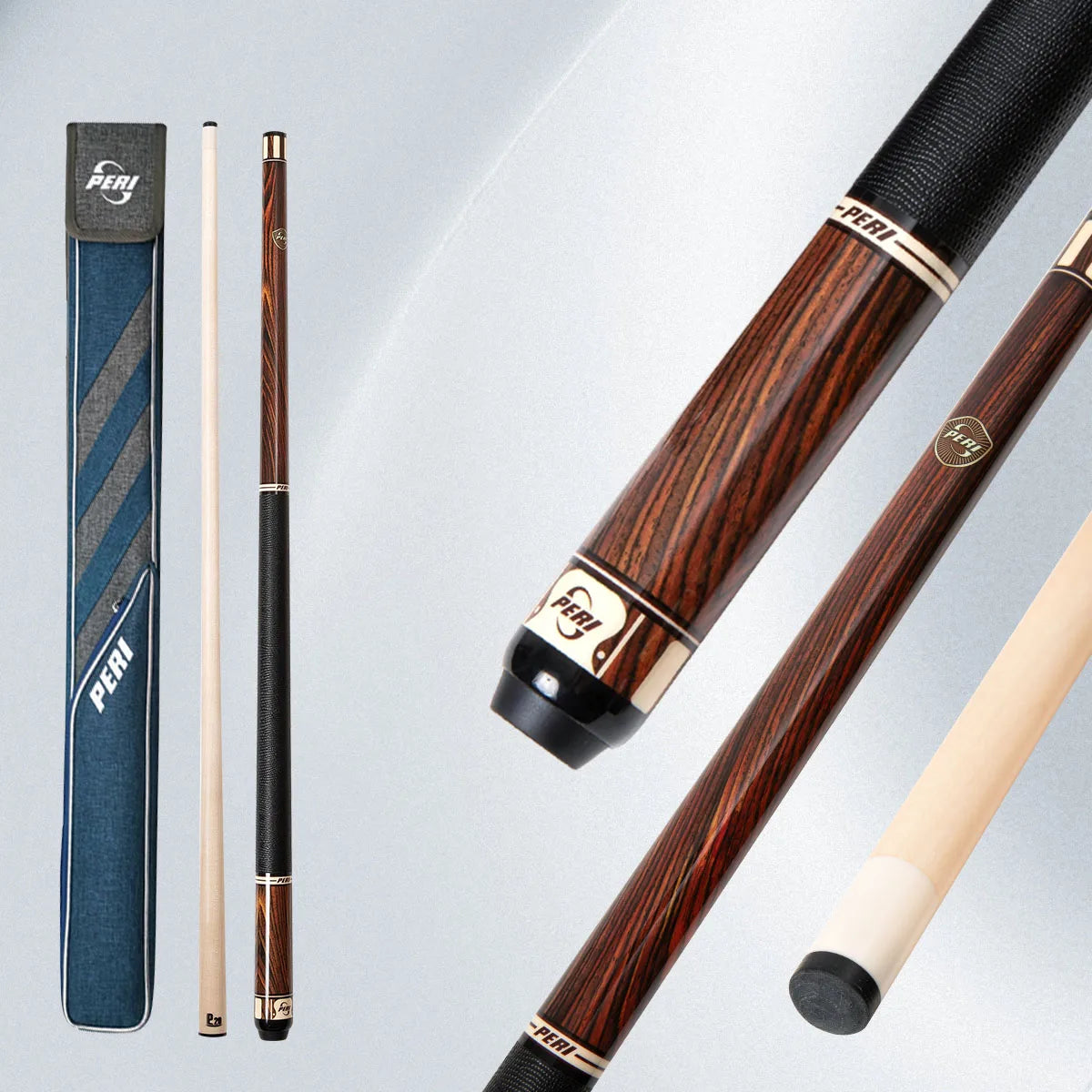 PERI 58" Knight SY Series P8 Shaft Billiard Pool Cue Stick 12.5mm + Extender Professional Billiard Cue Set