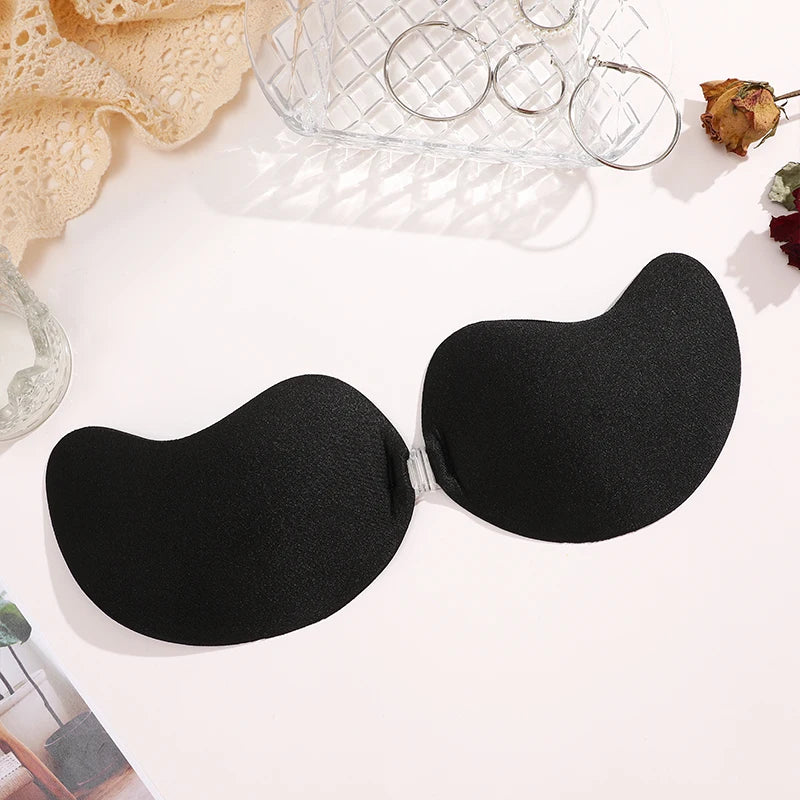 FINETOO 1Pair Women Invisible Underwear nubra Breast Patch Tow-Color Hypoallergenic Mango Cup bra Silicone Non-Falling Off Thin