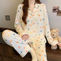 Pink Bow Dtie Design Pajamas for Women Long Sleeve Top & Elastic Waist Pants Pajamas Set Style Casual New Home Wear