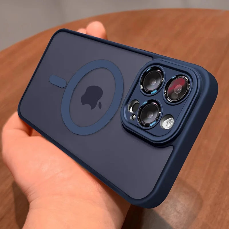 Luxury Matte Armor For Magsafe Magnetic Wireless Charging Case For iPhone 11 12 13 14 15 16 17 Air Pro Max Plus Shockproof Cover