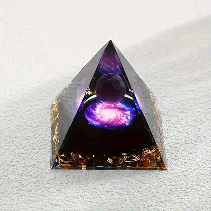 Amethyst Crystal Ball Pyramid - Stress Relief Decor