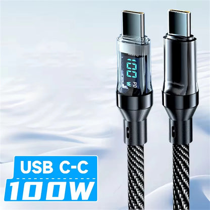 NNBILI 120W USB C und USB A Ladekabel mit LED-Display, USB C=C-C, USB A=A-C, Xiaomi iPhone, Samsung nicht kompatibel