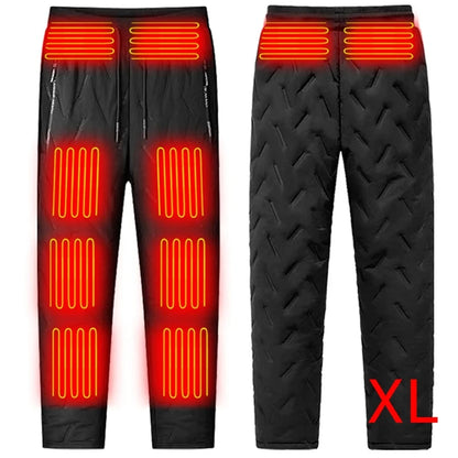 Heated Pants for Men Women, Thick Electric 10 Zones Heating Trousers Winter Outdoor Warm Thermal Trousers (Battery Not Included)