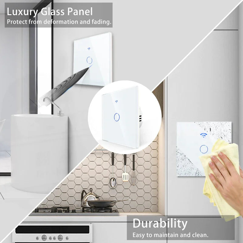AXUS EU WLAN Smarte Lichtschalter Touch-Schalter RF433 Kein Neutralleiter Smart Home Life Tuya App Steuerung Unterstützt Alexa Google Home