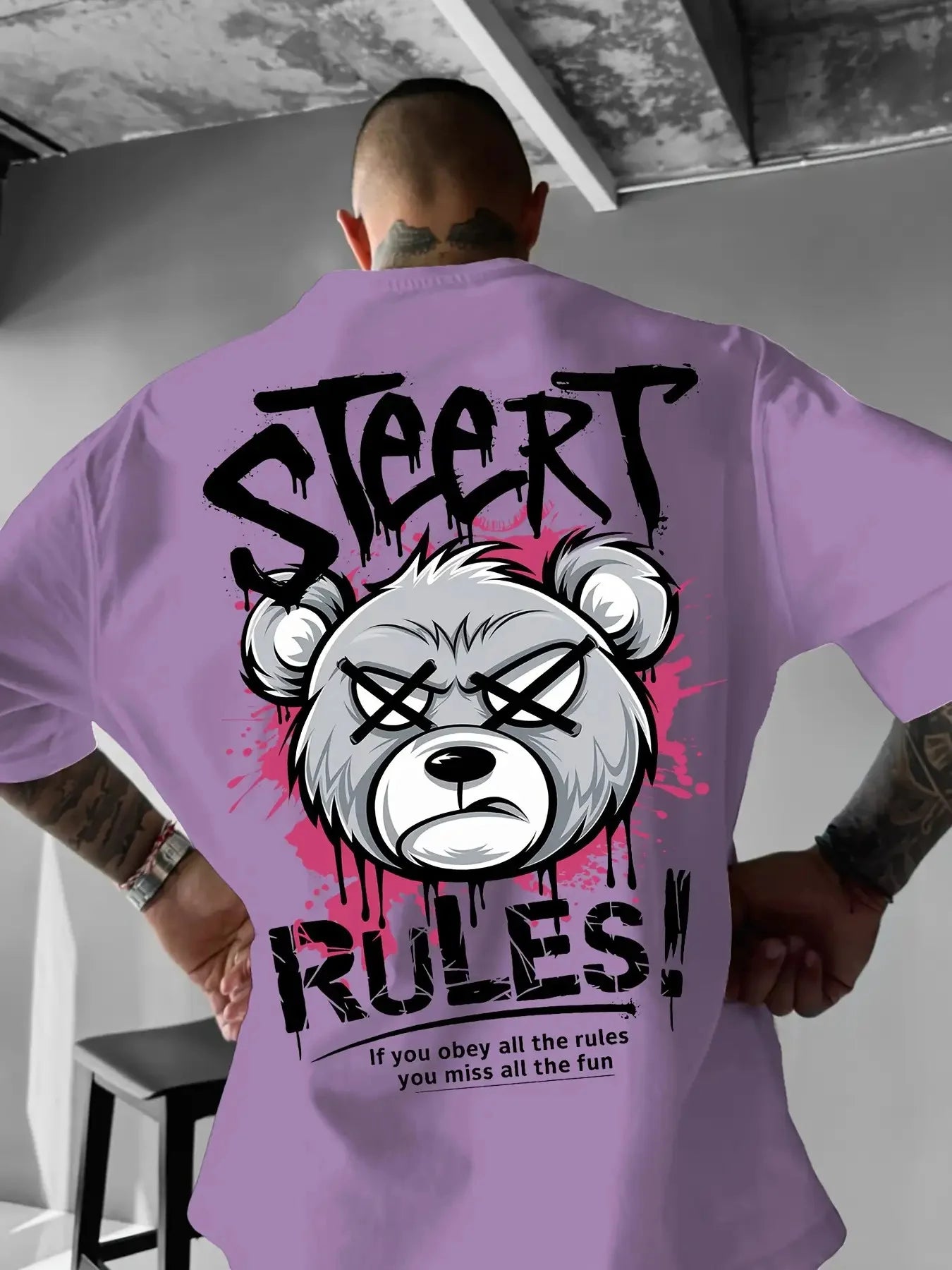 Men's Angry Bear Print T-Shirt | Breathable Street Top