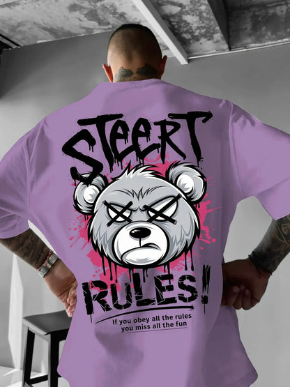 Men's Angry Bear Print T-Shirt | Breathable Street Top