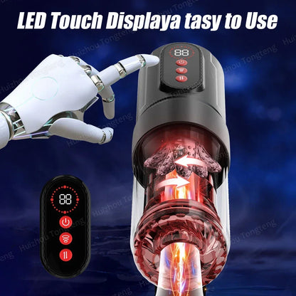 Infrared lamp with digital display and robot hand on a dark background