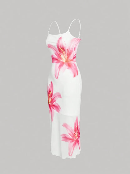 Elegant womens summer dress, resort-style dress