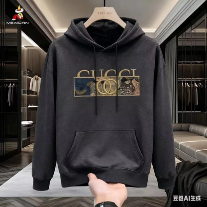 Lockere Baumwoll-Hoodies mit hochwertigem Print für Herren und Damen Herbst und Winter