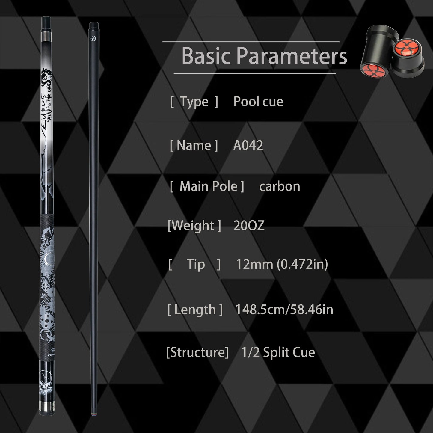 13mm Carbon Fiber Maple Pool Cue Shaft Kit