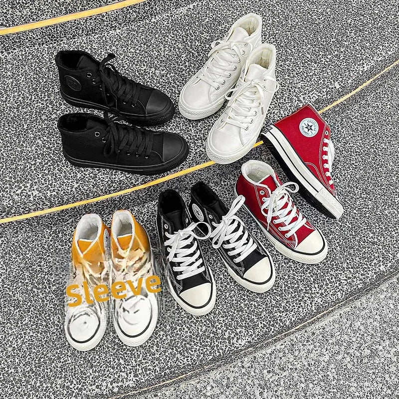 Winter Warm Fleece High Top Canvas Shoes Women's Hot Sale Of The Season Candy Color Retro Simple Cotton Shoes Casual Shoes Rubbe