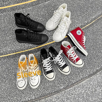 Winter Warm Fleece High Top Canvas Shoes Women's Hot Sale Of The Season Candy Color Retro Simple Cotton Shoes Casual Shoes Rubbe