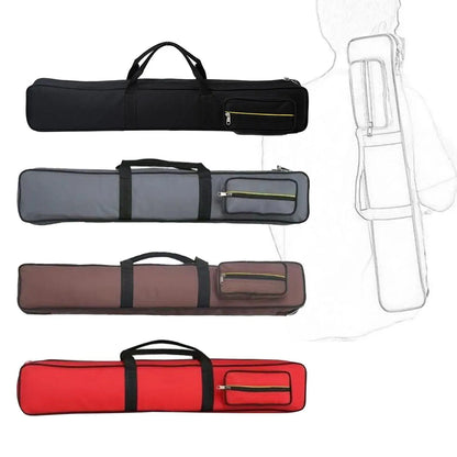 Four guitar cases in black, gray, brown, and red on a white background.