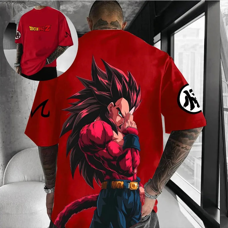 Anime Harajuku Dragon Ball Vegeta Herren Sommer T-Shirt 2025 Oversized Retro Street Damen Lässiges Lockeres Kurzarm Unisex Oberteil