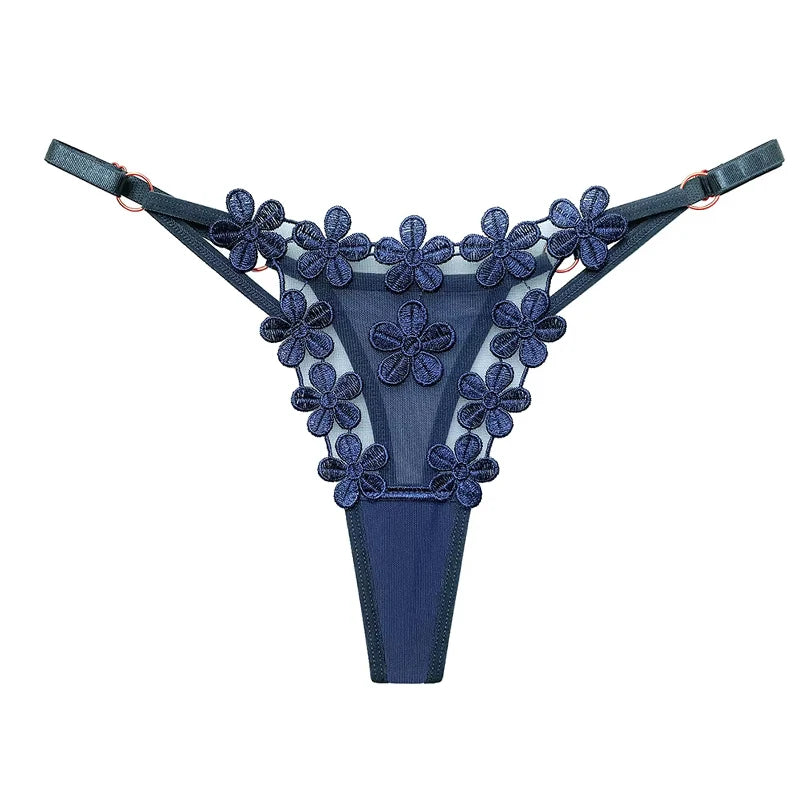 Sexy Lace Thong Women Butterfly Low Waist Panties G strings Transparent Mesh Briefs Adjustable Waist Panties Culotte Femme