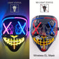 Drahtlose Neon-LED-Reinigungsmaske, im Dunkeln leuchtende Cosplay-Horrormaske, Halloween-Maskerade-Partymasken, leuchtende, lustige Verkleidung
