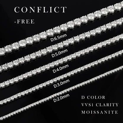 Set of diamond chains with size labels on a black background
