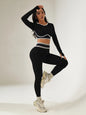 Autumn and winter sports yoga sets, women's round-neck long-sleeved tops and tight-fitting trousers, outdoor fitness yoga wear