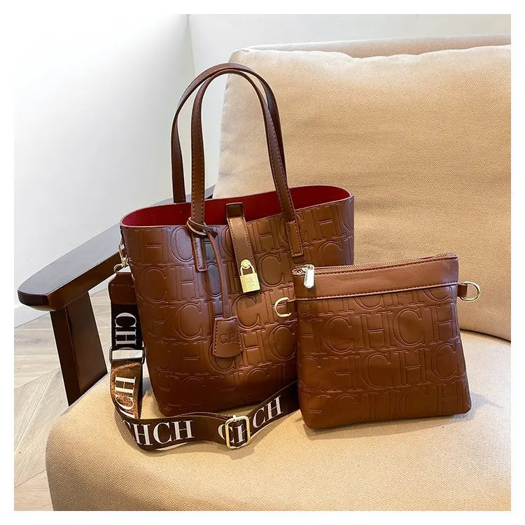 Neue Damen-Umhängetasche mit auffälligem Buchstabenmuster & Farbkontrast, geräumige, breite, gepolsterte Schultertasche, lässig-chic
